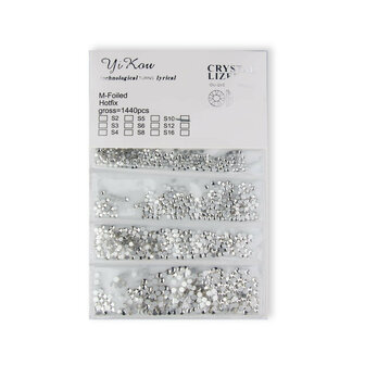IMPREZZ&reg; Nailart steentjes Transparant - per set 1440 stuks - Blister&shy;verpakking - 5 verschillende maten
