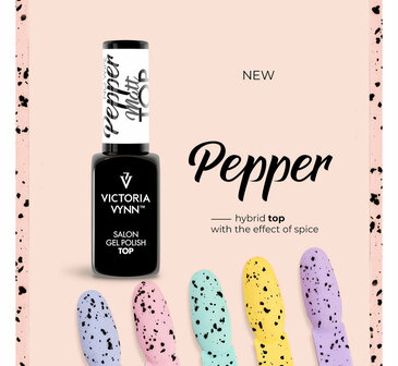 Victoria Vynn Top Matt Pepper No Wipe 8 ml. - Black Sprinkles in een matte topcoat