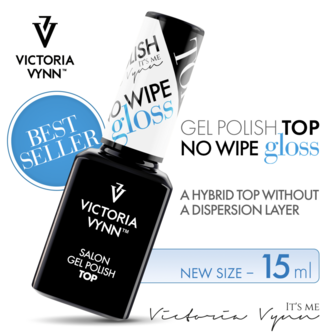 Victoria Vynn&trade; Gellak Topcoat No Wipe GLOSS  15 ml. - Topcoat zonder plaklaag - de must have voor iedere professional - NIEUW formaat 
