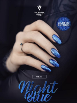 Victoria Vynn™ | Gel Polish Topcoat No Wipe Blue Night | 8 ml | Blauw Glitter