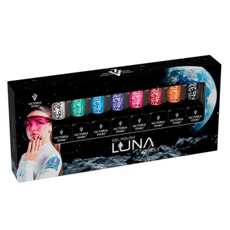 8 Pack Gellak Victoria Vynn&trade; Salon Collectie Luna Glass 7 kleuren + Gratis kleur 262 Zwart &amp; Magneet!    