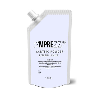 IMPREZZ® acrylpoeder Refill - acrylic powder Extreme White 100 gr. - Wit