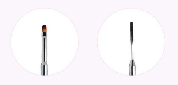 Polygel Spatula - nageltool met penseel (beide zijden te gebruiken) - kleur ZWART - in koker verpakt 
