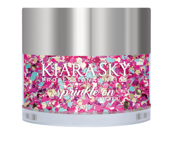 Kiara Sky Sprinkle On Glitter SP224 - B-DAY BASH - 25 gram - Strooi deze losse glitters in jouw gellak - gel of acryl en maak van jouw nagels een feestje